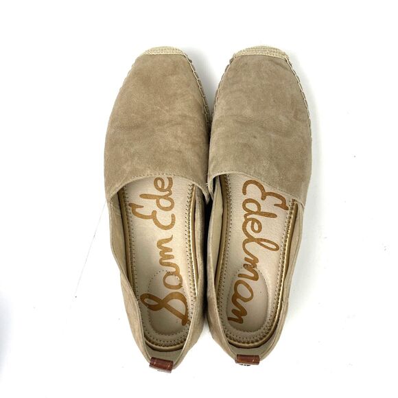 Sam Edelman Khloe Beige Suede Leather Espadrilles Shoes Size 8.5 Womens Jute - Picture 5 of 8